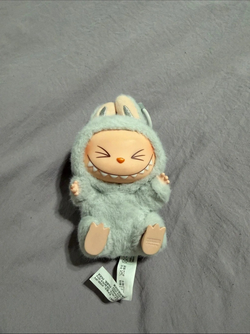 POPMART Labubu Plush Bunny Monster Keychain - Soft Light Grey Doll